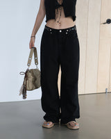 Ethnic Parts Black Wide Pants