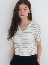 Minimal Strip Cardigan - Black