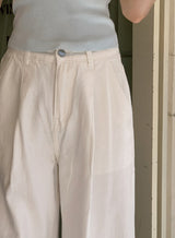 Daily Pintuck Long Wide Cotton Pants (2color)