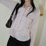 Tipe Geek-chic Prepee Stripe Tie Set Shirt