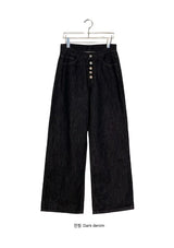 Luzern Non-Fade Button Wide Denim Pants