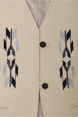 Navajo Embroidered Vest (cream)