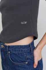Waffle logo sleeveless_charcoal