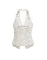 [PRE-FALL] [ATELIER] Jane Tweed Jewel Point Halterneck Vest Ivory