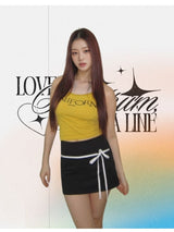 yellow lettering padded sleeveless tee