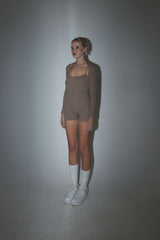 BODYSUIT + BOLERO CARDIGAN SET MOCHA