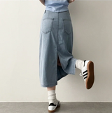  Sundy Charlang Cool Denim Long Skirt [Short & Basic Selection] Lyocell Fabric