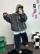FLEECE❤TRACK LINE 3 LINE LONG PANTS ❤🖤🤍💙🩶5COLOR