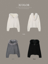 #2WAY ファーフードジップアップニット (3color)