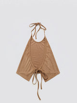 Halter-Tie Suede Apron_Black