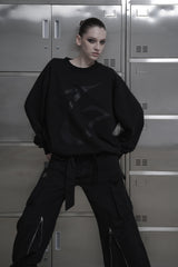 [MADE / unisex ] レザーロゴパッチスウェットシャツ