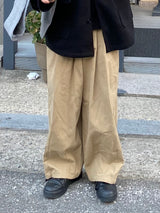 Cotton wide banding balloon pants 3C