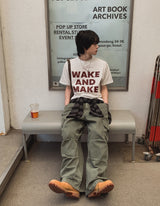 メイクレタリングプリントショートスリーブTシャツ
