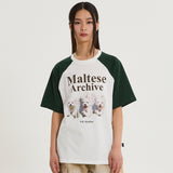 マルチーズアーカイブラグランハーフスリーブTシャツ