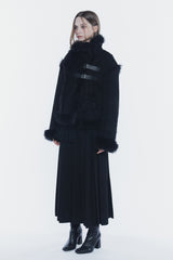 LUNA BELTED SHEARLING JACKET black