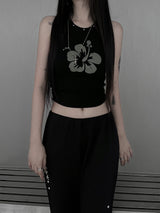 studded flower print sleeveless
