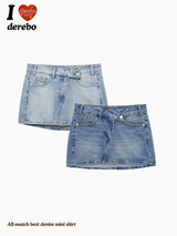 All-match best denim mini skirt