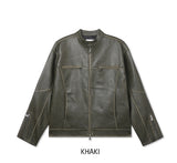 Bleed Washing Leather Biker Jacket