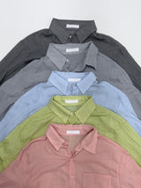 [Unisex] Fomi Linen Check Over Fit Shirt