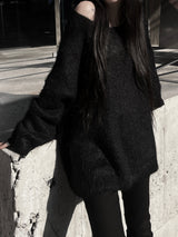 overfit mohair lips-neck knit (2color)