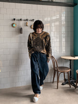 Coil wide raw denim pants