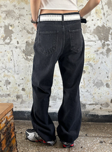 [Unisex] アンダーカッティングブーツカットパンツ
