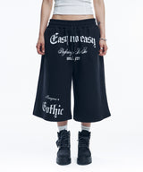 Gothic lettering Bermuda sweatpants - Black