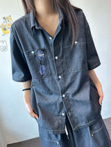 Coin Denim Stitch Detail Shirt 2color