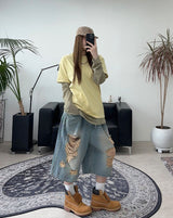 Arpa Damaged Bermuda Denim Pants