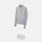 Rib Line Muscle Fit Zip-Up Knit