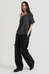 ワンショルダーTシャツ, Charcoal