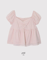 #PR Chiffon シャーリング半袖ブラウス (3color)