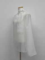 [Tie Set] See-through High Neck Overfit Blouse