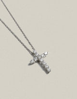 Cross Rope Chain Necklace Silver-L
