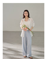 Easy-fit Straight Banding Wide Summer Slacks