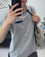 テズダイアゴナルヘンリーネックTシャツ