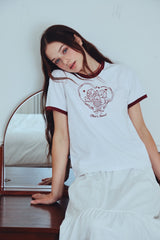 26SS★ アモーレ パピー クロップ リンガー ショートスリーブ ティー