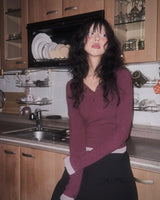 (3color) Snap Layered Ribbed Crop Hoodie