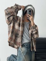 3 TAP Grunge Check Hood Jumper (2color)
