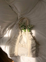 Ruffle drawstring bag_ivory