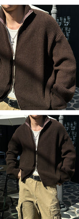 [Unisex] ヒドゥンクロップニットジップアップ(3color)