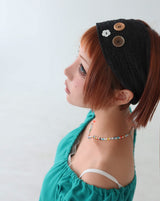 a button crochet linen headband
