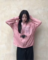 Peach Club Unbalance Shirring Summer Hood Windbreaker 