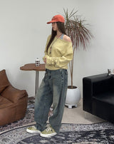ヘイルバックポケットウォッシュ加工デニムパンツ