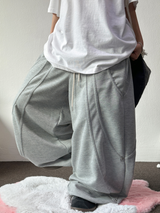 KOREAN/HIGH QUALITY 🤍🩶 AURA RIVET SEMI BALLOON WIDE LONG PANTS 🩶🤎🖤🤍 - 4 COLORS