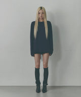 Button Roll-Up Loose-Fit Long Sleeve [Navy]