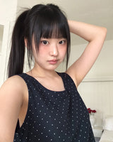 千鳥柄ドットリボンノースリーブブラウス