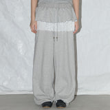 Frill Lace Button Sweatpants (Melange Gray) F25QD899