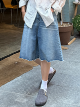 Lua cutting bermuda denim pants
