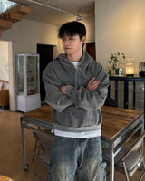 Fleece Henley Neck Pigment Hoodie